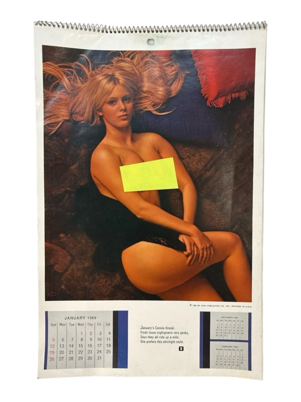 Playboy Playmate Pinup Wall Calendar with sleeve Vintage 1969 8x12 Adult Only
